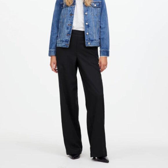 Madewell Pants‎ Womens Pull-On Straight Drapey Twill Linen Blend Black XXS NEW - Picture 1 of 9